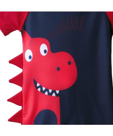 HUAANIUE Baby Boys Swimsuit with Zip Rash Guard & UPF 50+ Sun Protection, Red Dinosaur Design | 6-12 Months - Buy Online on SooperMarket.com