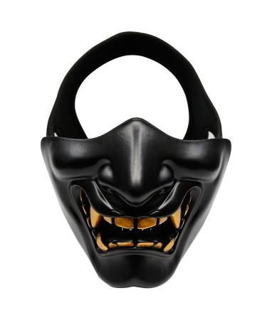 WorldShopping4U Tactical Protective Paintball Airsoft Plastic Cosplay Kabuki Samurai Demon Half Face Mask Black