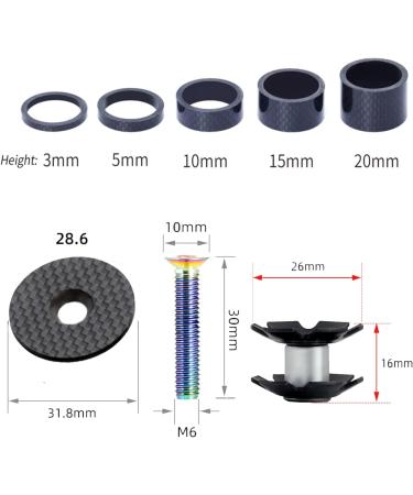CYCEARTH 3K Carbon Fiber Headset Spacer Kit - 5 Sizes + Top Cap & Bolt - for 1-1/8 Inch Stems - Buy Online on SooperMarket.com