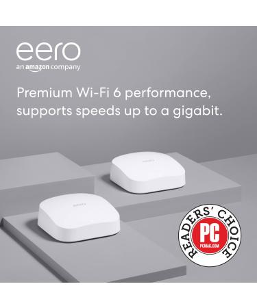 Amazon eero Pro 6 mesh Wi-Fi 6 system | Fast and reliable gigabit speeds | connect 75+ devices | Coverage up to 3,500 sq. ft. | 2-pack, 2020 release