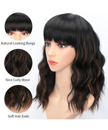 Colorfulpanda Short Black & Brown Wigs for Women - 14 Inch Synthetic Hair Ponytail for Party & Cosplay - Buy Online on SooperMarket.com