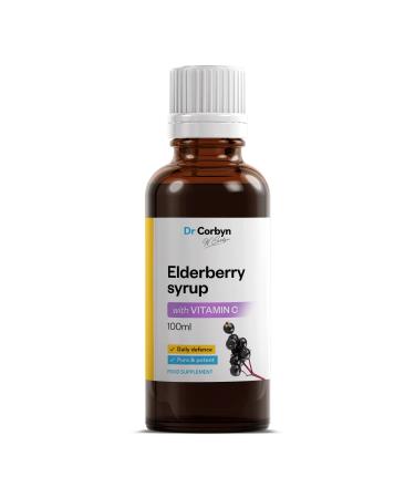Dr Corbyn Elderberry Syrup with Vitamin C - 100ml | Sambucus Nigra Syrup for Daily Defence | Vitamin C Contributes to Normal Immune Function | Alcohol Free No Added Sugar