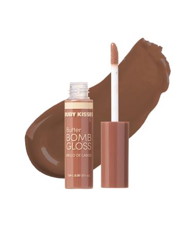 Ruby Kisses Lip Gloss Butter Bomb Gloss Non-Sticky Lip Gloss Vitamin E Natural Nude Lip Makeup - 7.8mL (0.26 US fl.oz) (Cinna-Buns)