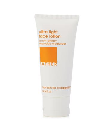 LATHER Ultra Light Face Lotion - Hydrating Moisturizer for All Skin Types - Fast Absorbing & Non Greasy Formula for All Skin Types - 2 Fl Oz