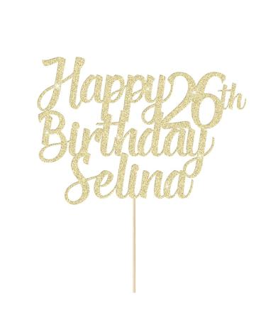 Personalised Cake Topper Happy Birthday Cake Topper Customised Cake Toppers Cake Decorations with Any Name Age for 1st 10th 16th 18th 20th 21st 30th 40th 50th 60th 70th 80th (Champagne Gold)