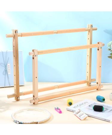 Adjustable Bamboo & Beech Wood Cross Stitch Frame Set - 2 Pcs | Tapestry & Embroidery Frames for Quilting & Needlepoint | Sewing Projects Craft Holder - 21.5 x 12 & 26 x 17.7 - Buy Online on SooperMarket.com
