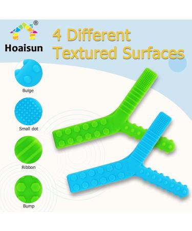 Sensory Chew Toys 2 Pack for Autistic Children - Silicone Oral Motor Tools for Autism ADHD SPD - Biting Fidget & Teething Relief - Blue & Green - Buy Online on SooperMarket.com
