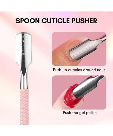 Makartt Nail Shaver - Double Head Cuticle Pusher Pink Stainless Steel Tool for DIY Nail Art & Manicure - Buy Online on SooperMarket.com