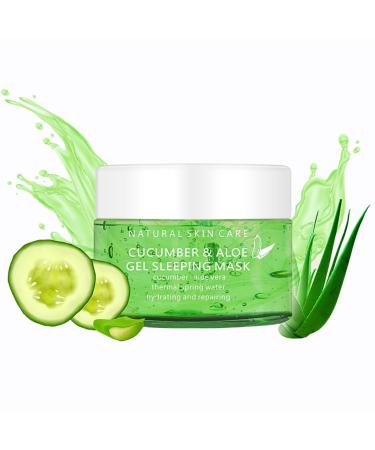 Cucumber + Aloe Vera Sleep Overnight Face Mask Skincare Organic Aloe Vera Gel Sleeping Mask Reparing Overnight Mask Hydrating Face Mask for Sunburn Relief Aloe Vera Moisturiser Gel