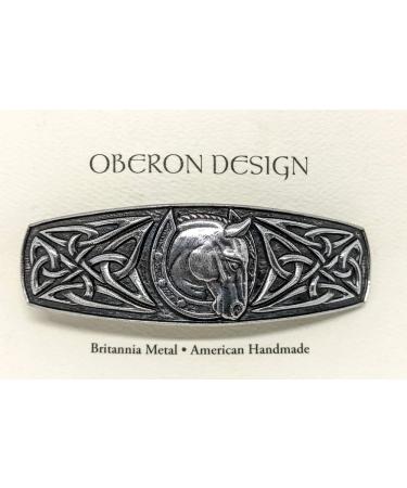 Celtic Horseshoe Hair Clip - Hand Crafted Metal Barrette | Made in USA | 80mm Clip - Oberon Design - Buy Online on SooperMarket.com