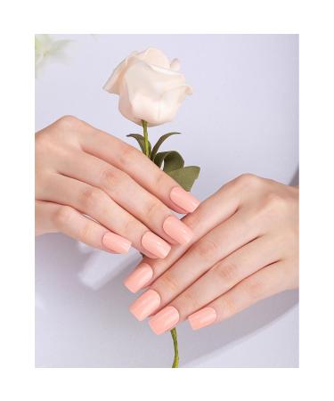 Buy Peachy Pink Gel Nail Strips | 22 Long-Lasting Self-Curing Nail Wraps | Easy Application with Prep Pads & Tools - Buy Online on SooperMarket.com