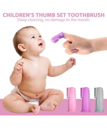 Silicone Finger Toothbrush for Toddlers and Baby Teething Massager - Gentle Oral Hygiene Training - 3 Pack (Girls) - Buy Online on SooperMarket.com