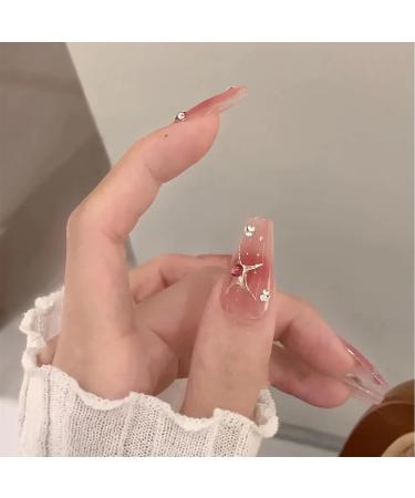 Shop Moguri 24-Piece Pink Diamonds Artificial Nails - Glossy Medium Length Acrylic with Stars Moon & Blush Designs - International Shipping Available - Buy Online on SooperMarket.com