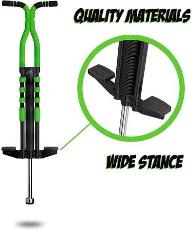 New Bounce Pro Sport Edition Pogo Stick for Kids Ages 9 and Up - 80 to 160 Lbs - Quality Easy Grip PogoStick in Black & Green for Hours of Fun - Buy Online on SooperMarket.com