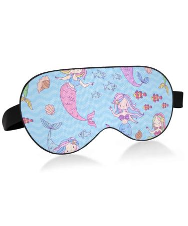 Haskirky Light Blocking Eye Mask Breathable and Adjustable Adult Men and Women Travel on Business Trips Yoga Meditation Light Smooth Comfortable Eye Mask Office Deep Sleep Goodies Cute Mermaid Girl