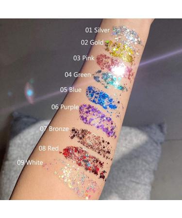 Mermaid Sequins Body Glitter Gel - Long Lasting Makeup for Face, Body, Hair, and Eyes - Silver - Perfect for Festivals and Parties - Easy to Apply and Remove - Buy Online on SooperMarket.com