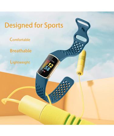 Laffav Compatible with Fitbit Charge 5 Bands for Men Women  Flexible Soft Silicone Wristbands Breathable Sport Replacement Strap with Air Holes for Fitbit Charge 5 Fitness Tracker  4-Pack Black/Slate Blue/Green/Lunar White - Buy Online on SooperMarket.com