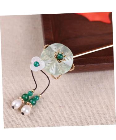 Mikinona Antique Hairpin Green Hair Clips Hanfu Girls Headwear Green Vintage Hairpin Chinese Handmade Hair Accessories Retro Chinese Stylish Clips Retro Hair Pin Copper Bride Walk - Buy Online on SooperMarket.com