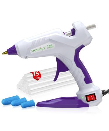 Hot Glue Gun  Full Size Glue Gun  MONVICT Dual Temp Glue Guns 60/100W Base Stand Heavy Duty Melt Glue Gun Kit with 15 Pcs Glue Sticks & 3 Finger Protectors for Quick Repairs  DIY  Art & Crafts Full Size 60/100w