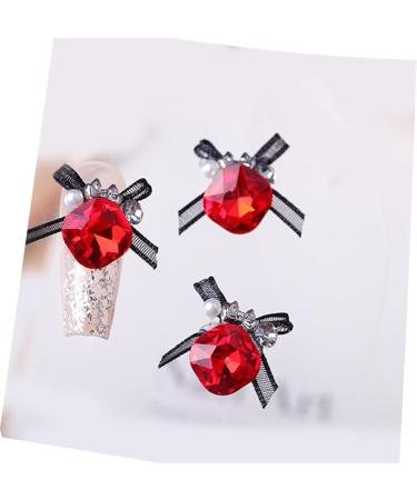 3pcs Nail Art With Rhinestones Organza Bowknot Fingernail Decoration For Salon Home Use Nail Accessories Kit - Buy Online on SooperMarket.com