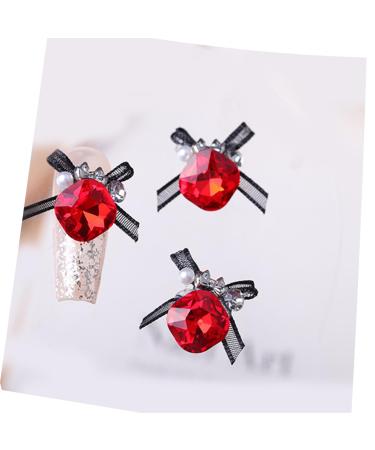 3pcs Nail Art With Rhinestones Organza Bowknot Fingernail Decoration For Salon Home Use Nail Accessories Kit