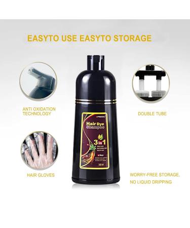 Brown Hair Dye Shampoo - 3-In-1 Instant Coloring & Gray Hair Coverage - 500mL - Herbal Formula for Men and Women - Buy Online on SooperMarket.com