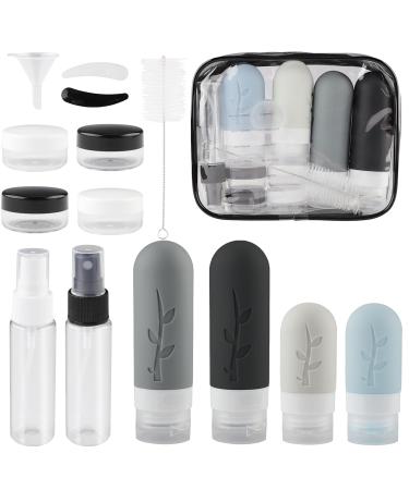 Buy Mezzar 16-Piece BPA-Free Silicone Travel Bottle Set | Perfect for Shampoo Lotion and Shower Gel | Black Travel Containers for International Shipping - Buy Online on SooperMarket.com