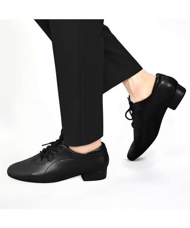 Men's Black Leather Ballroom Dance Shoes - Size 9.5 | Latin Salsa Dancing Character Shoes - Buy Online on SooperMarket.com