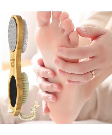 ICDI ICANdOIT Natural Bamboo Foot File Callus Remover - 4 in 1 Feet Pedicure Kit with Bristle Brush, Pumice Stone, Foot Rasp & Sand Paper - Foot Care Essential - Buy Online on SooperMarket.com