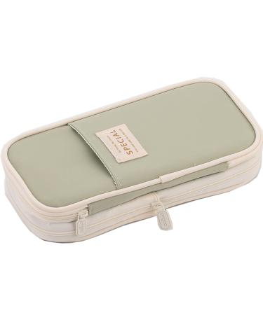 Arnuixty Colorful Large Storage Pencil Pen Case Bag with Zipper Big Capacity Pouch Organizer for Office College School Travel Holder Box Light Green