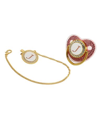 Gold Baby Pacifier Set - Rhinestone Covered Lightweight Pacifier for 6-18 Months (Letter J) | Perfect for Home Use - Buy Online on SooperMarket.com