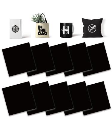 Black Infusible Transfer Ink Sheets  10 Pcs 12x 12 Solid Plain Color Pre-Printed Sublimation Paper for Heat Press Mug  DIY T- Shirts  Coasters Black-10