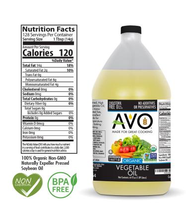 AVO ORGANIC 100% VEGETABLE Oil  64 Fl-oz (Half a Gallon) NO preservatives added - Buy Online on SooperMarket.com