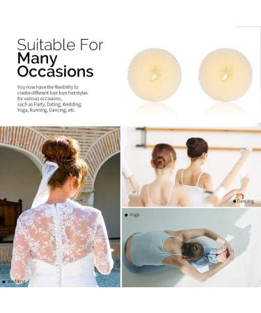 WACURRENTHYD Blonde Kid Hair Donut Bun Maker 2PCS - Small 2.5 Inch Beige Chignon Doughnut Shaper for Short and Thin Hair - Buy Online on SooperMarket.com