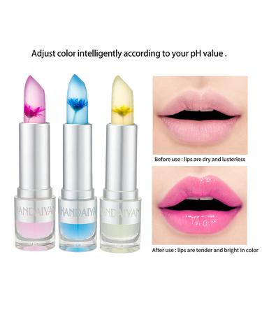 Petansy 3 Colors Jelly Flower Lipstick Set - Waterproof and Durable Lip Makeup - Gift Box Included (3 Pcs) - Buy Online on SooperMarket.com