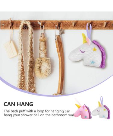 Heallily Unicorn Bath Sponge Pouf Exfoliating Loofah 2pcs for Women Girls - White Pink - Buy Online on SooperMarket.com