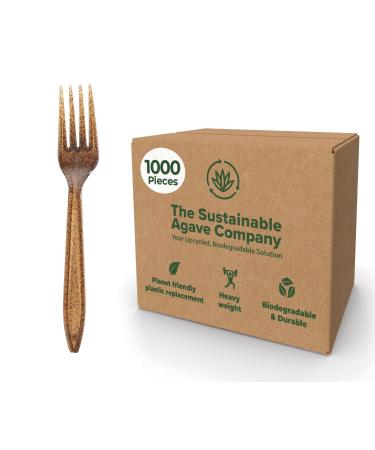 Sustainable Agave Co - Agave Fiber Forks - Plastic-Free Biodegradable Plant-Based - Brown Bulk - 1000 Count