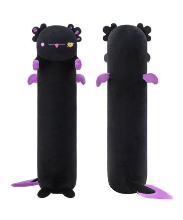 Mewaii 70cm cuddly toy kawaii plush cushion black axolotl soft toys long pillow plush animal stuffed animal toys cuddly pillow gift plush pillow black axolotl 70 cm