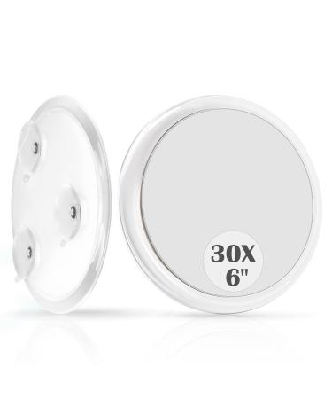 MIYADIVA Magnifying Mirror 30X Magnifying Mirror with Suction Cups Magnifying Makeup Mirror 30X Travel Magnifying Mirror Suitable for Bedroom Bathroom and Travel Gift for Your Lover 6In30X
