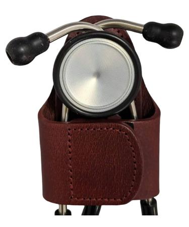The HipClip Handmade Leather Stethoscope Holder (Brown) Full Grain Leather