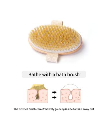 Zhurson Oval Dry Brushing Body Bath Brush - Natural Bristles for Exfoliation and Circulation Boost - Buy Online on SooperMarket.com