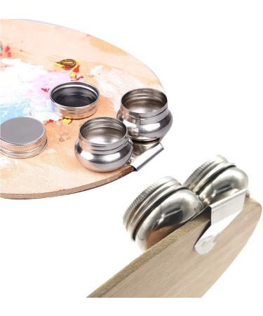 Stainless Steel Double Dipper Palette Cup - Large Size with Screw Hat for Turpentine and Paint Megilp - Buy Online on SooperMarket.com