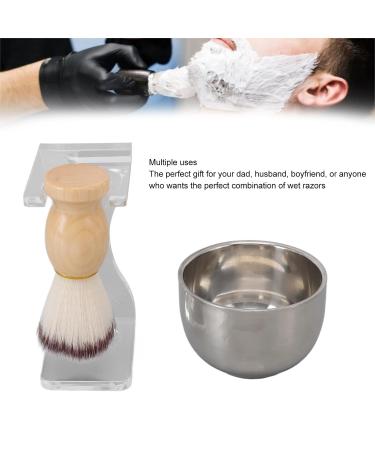 3-Part Men's Shaving Brush Set | Acrylic Holder & Nylon Bristle Care Kit for Wet Shaving - Buy Online on SooperMarket.com