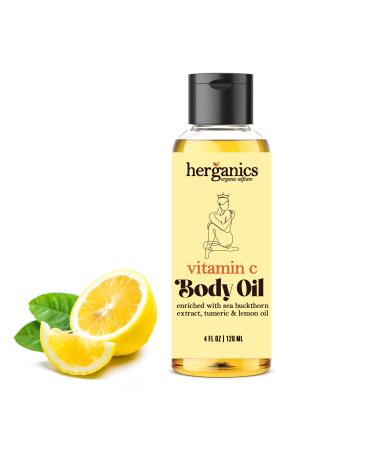 Herganics Vitamin C Oil: Brightening Serum for Face & Body with Gua Sha for Lymphatic Drainage - Buy Online on SooperMarket.com