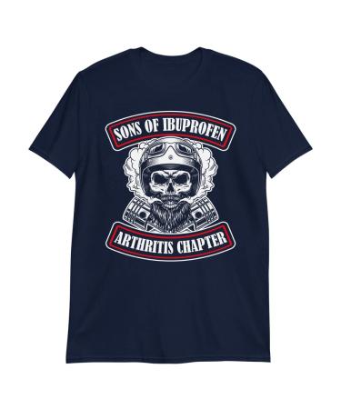 Sons with Arthritis Ibuprofen Chapter Sons of Ibuprofen Arthritis Chapter Funny Biker Skull Motorcycle Short-Sleeve Unisex T-Shirt L Navy