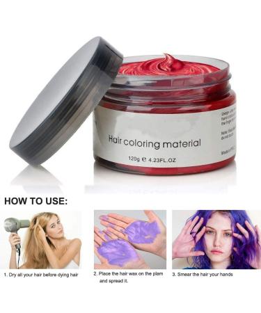 Temporary Hair Wax Color - Washable Hairstyle Dye for Men & Women | Natural Ingredients - 120g Red - Buy Online on SooperMarket.com