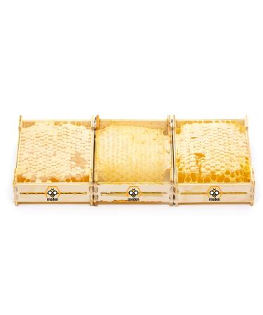 3 x 300g Honeycomb Of Wildflower In Wooden Frame - Pure Natural Honey Comb - Unpasteurised 100% Directly From Hives