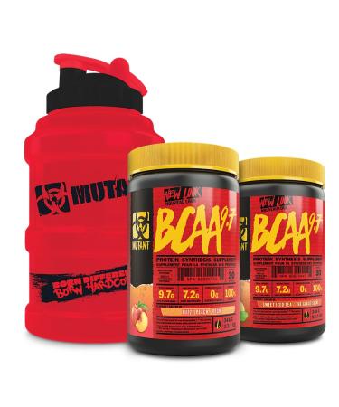 Mutant Bcaa 9.7 | Double BCAA Bundle | Fuzzy Peach 348 G | Sweet Iced Tea 348 G | Red Branded Mega Mug 2.6 L | 60 Total Serving