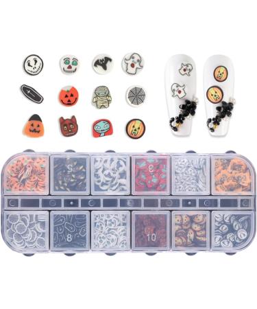 12 Grids Halloween Soft Pottery Pieces 3D Nail Stickers Nail Decals Nail Sequins For Nail Decoration Crafting - Buy Online on SooperMarket.com