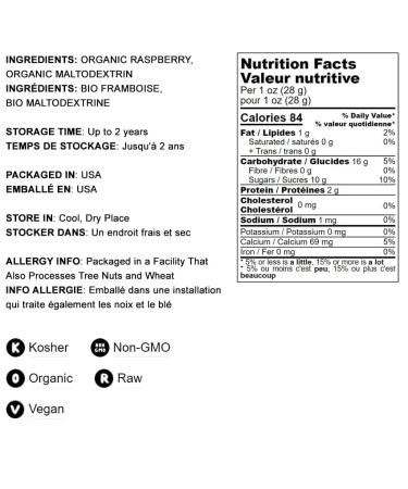 Organic Raspberry Powder 1lb - Non-GMO Vegan Superfood with Essential Nutrients - Ideal for Juices & Smoothies - Includes Maltodextrin - 1lb Pack - Buy Online on SooperMarket.com